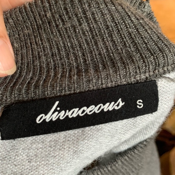 Women’s Small Olivaceous Neutrals Mock Neck Sweater Wool Coquette Twee Preppy - Picture 3 of 5